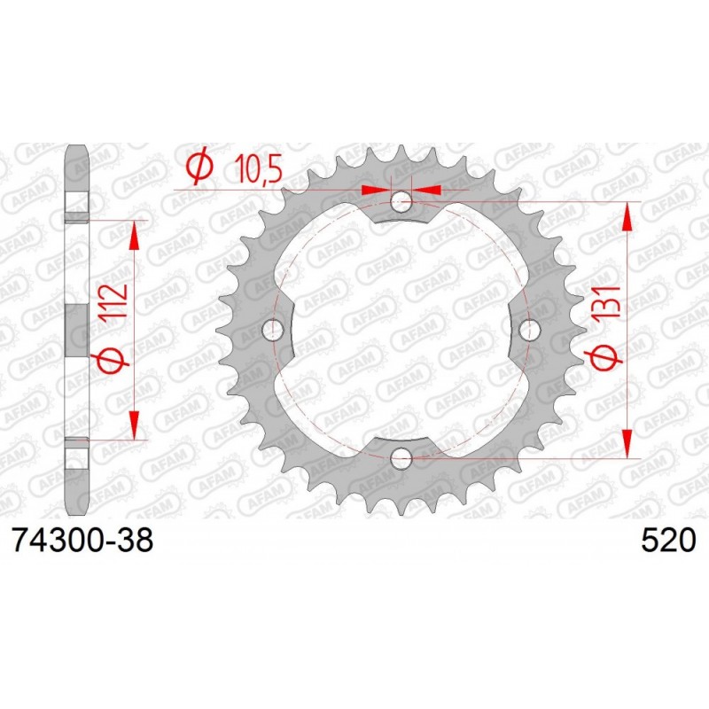 Couronne De Transmission Esjot 38 Dents Pas 520 – Compatible Kymco 250 MXU 2004-2007, Acier Noir
