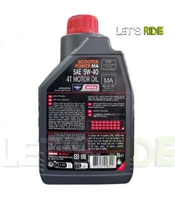 Let's Ride - Huile moteur 5W40 scooter power 4T 1L MOTUL - Tunisie Meilleur Prix (Moto, Pièces, Accessoires, Entretien) 